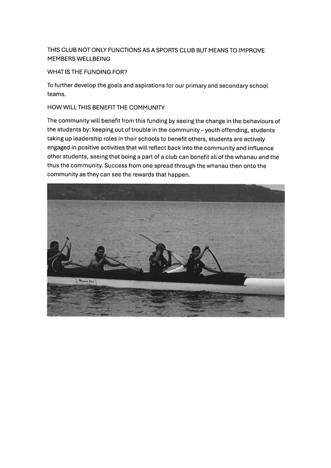 A group of people rowing a canoe

Description automatically generated
